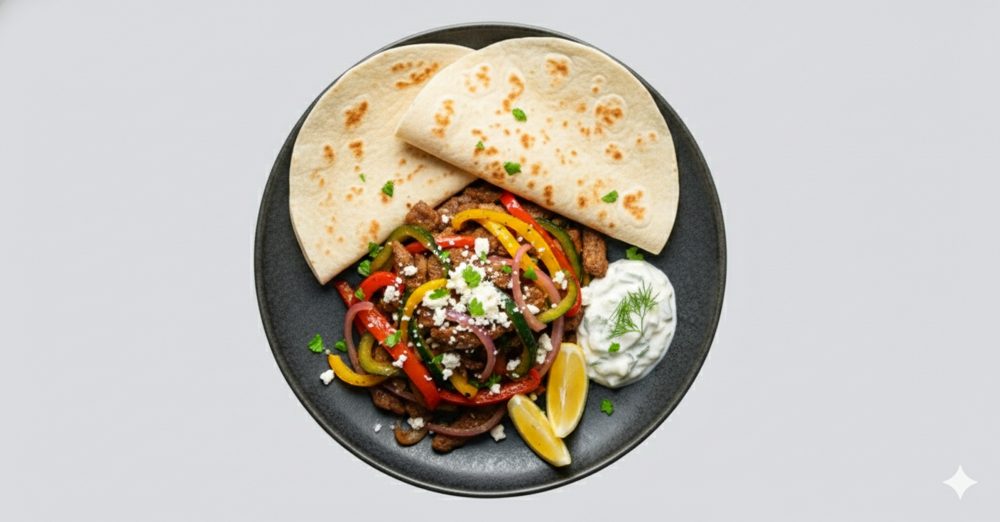 Griekse gyros met wrap, afbeelding gemaakt met AI