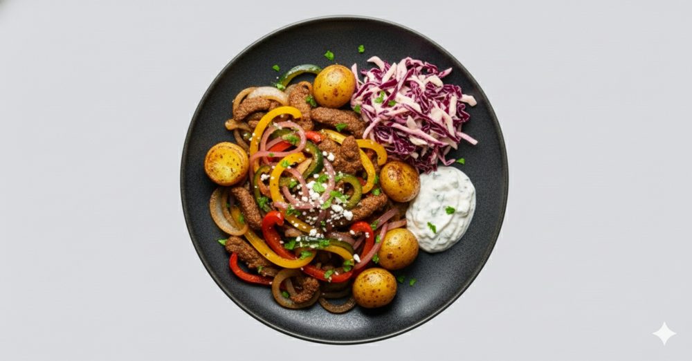 Döner met krieltjes, afbeelding gemaakt met AI
