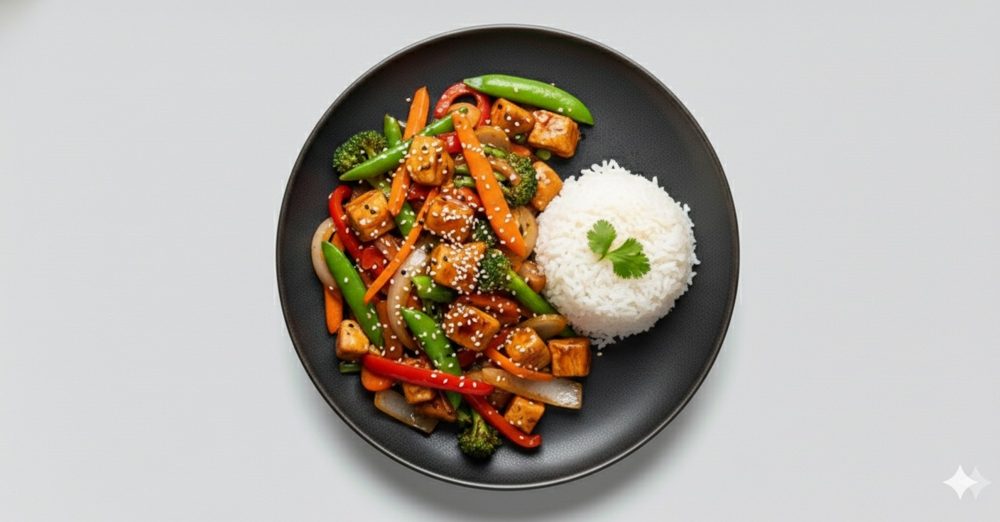 Thaise wokschotel met kip, afbeelding gemaakt met AI