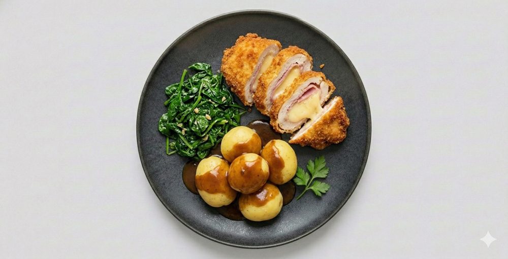 Cordon bleu met spinazie, afbeelding gemaakt met AI