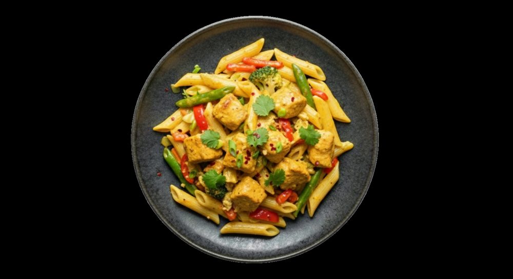 Pasta kipkerrie, afbeelding gemaakt met AI